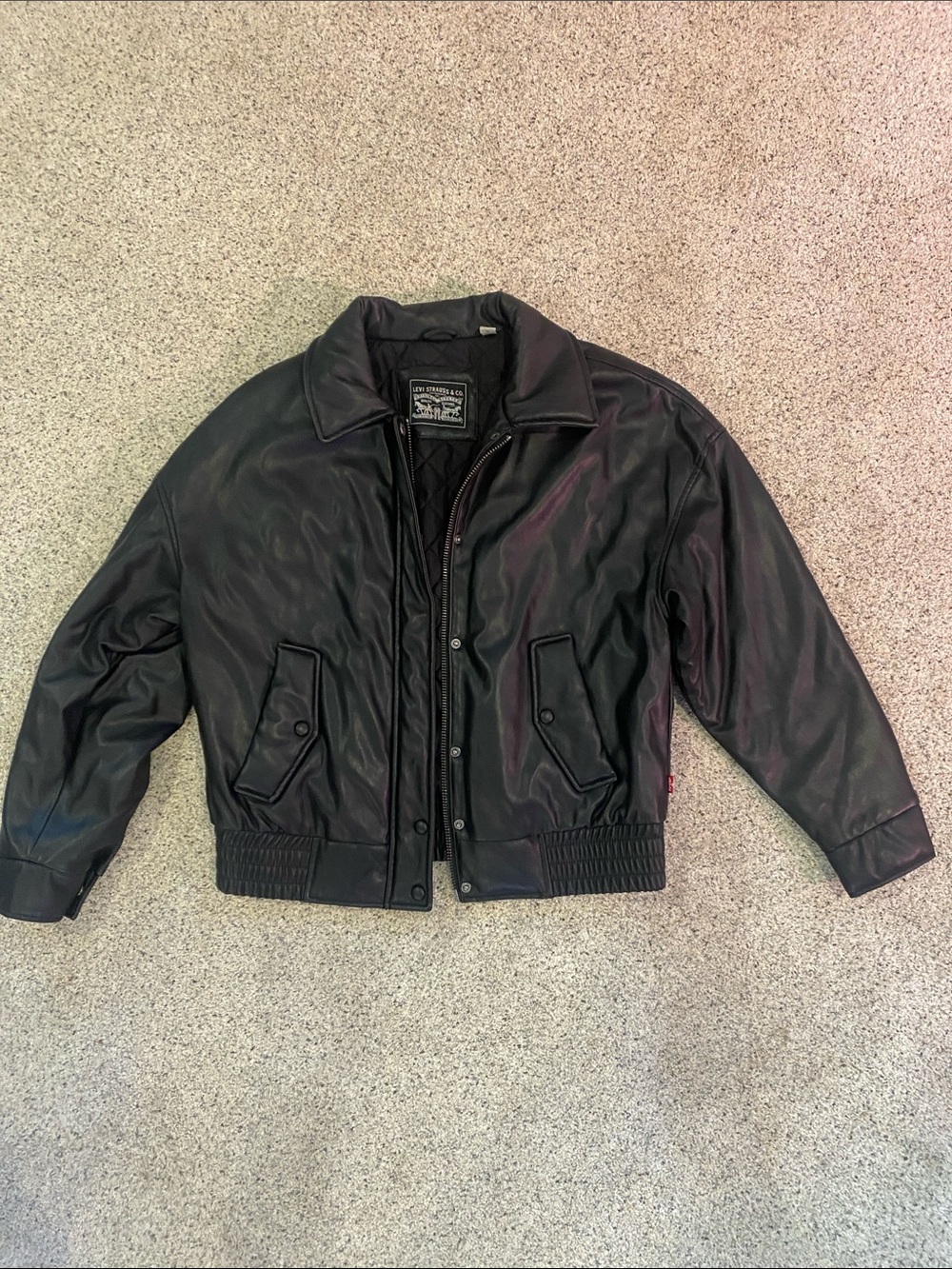 Levi's Black Faux Leather Dad Bomber Jacket
